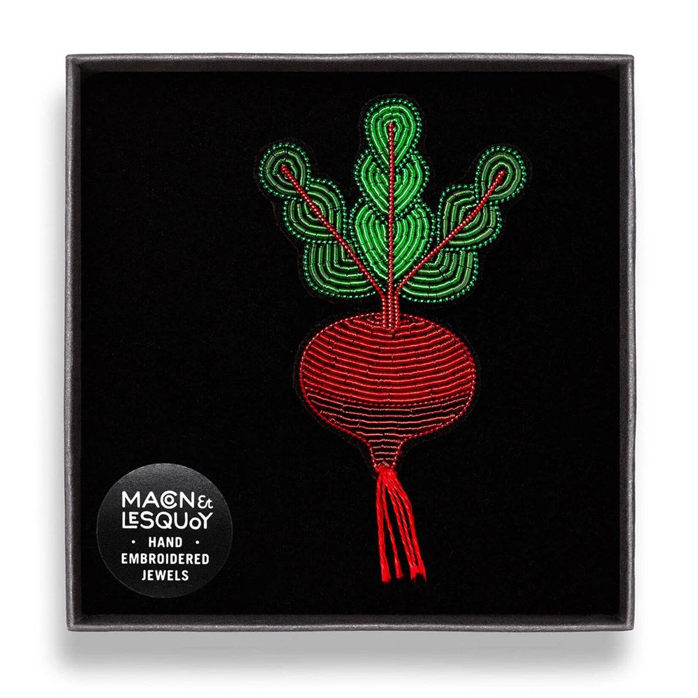 Hand Embroidered Beetroot Pin