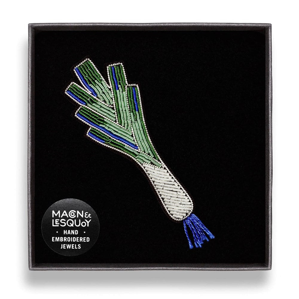 Hand Embroidered Leek Pin