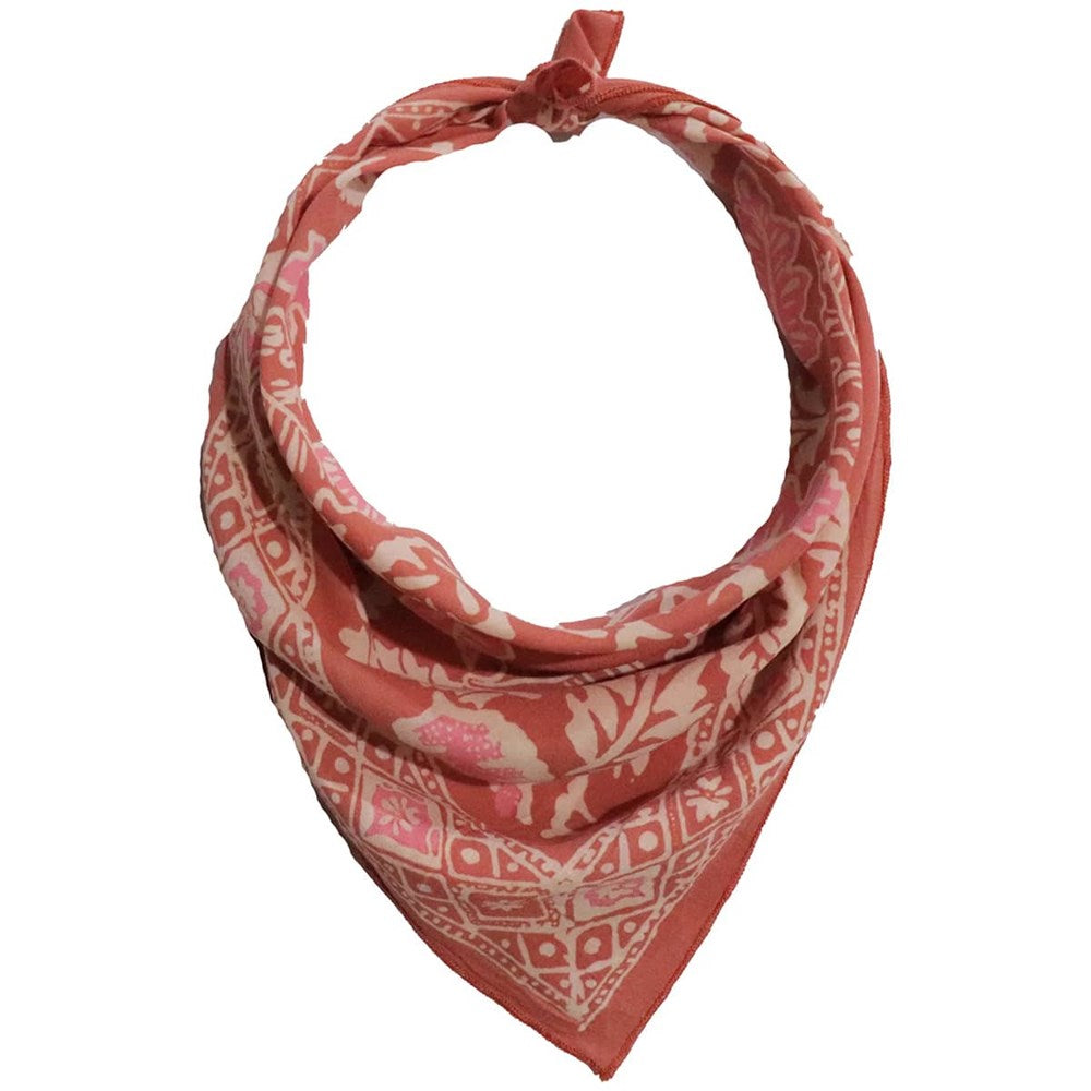 Hand Dyed Batik Bandana - Peach Pink Coral Leaves