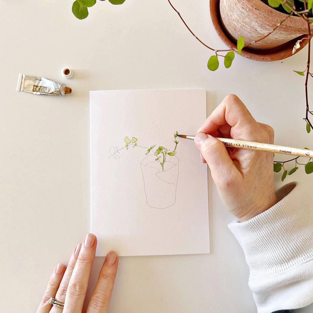Potted Plants Paintable Notecards
