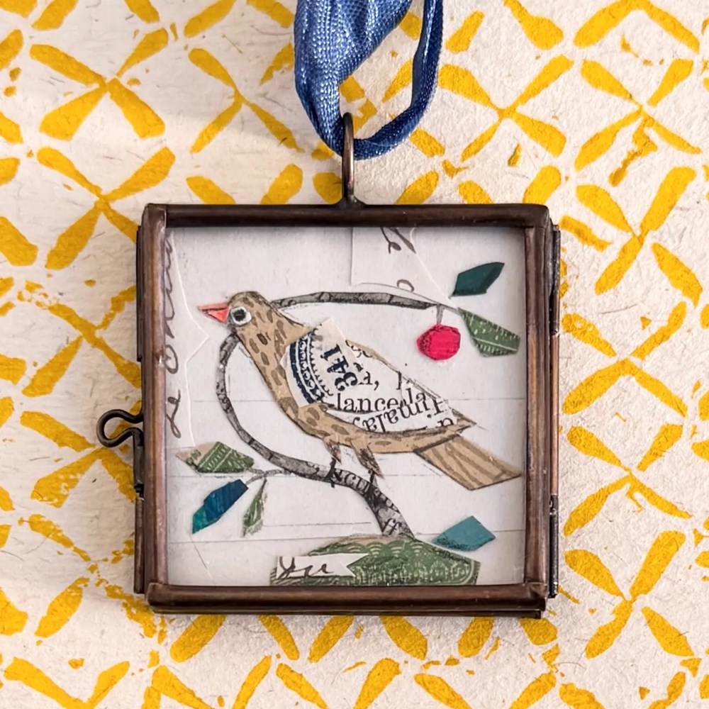 Small Locket - Cerise Folk Bird